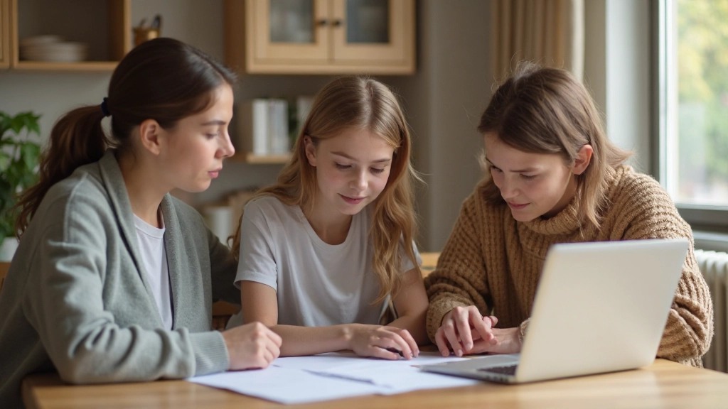 Семья обсуждает финансовые привычки за столом