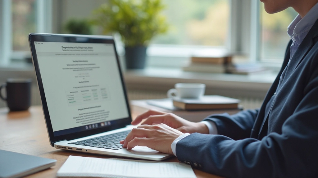 Рабочий стол с приложением для отслеживания расходов на ноутбуке, таблицы с финансовыми данными