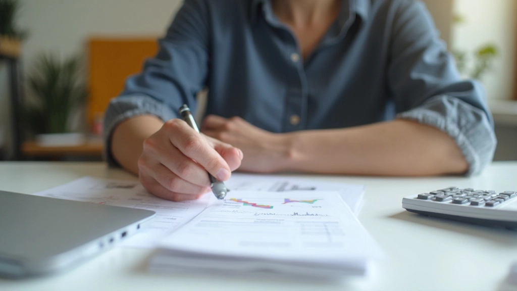 Профессиональное фото рабочего места с финансовыми документами и калькулятором