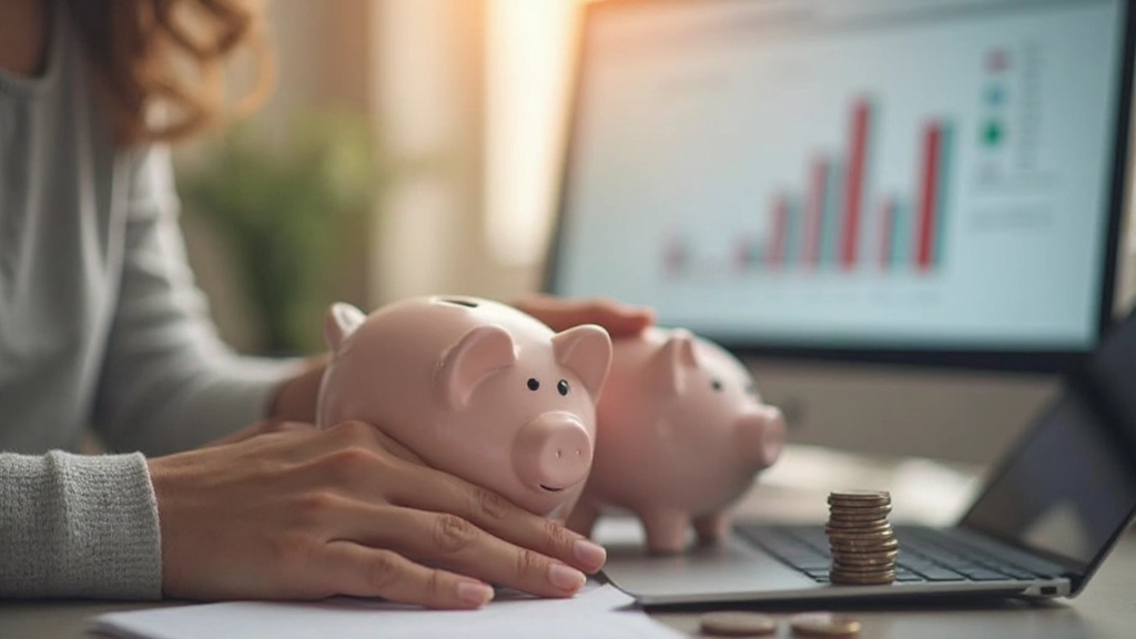 Копилка с монетами и растущий график финансового прогресса
