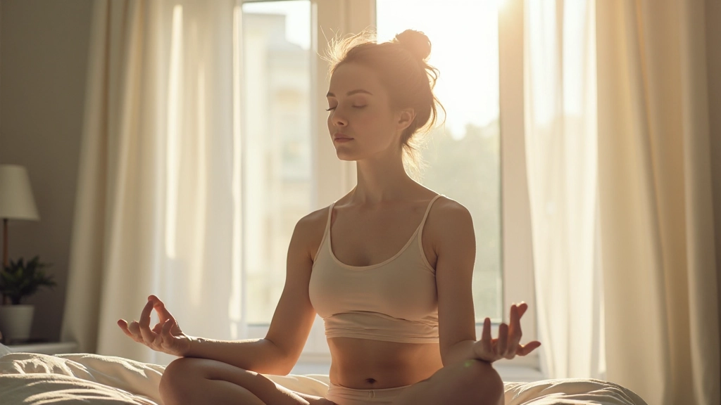 Профессионал медитирует в спокойной утренней обстановке с окном и естественным светом