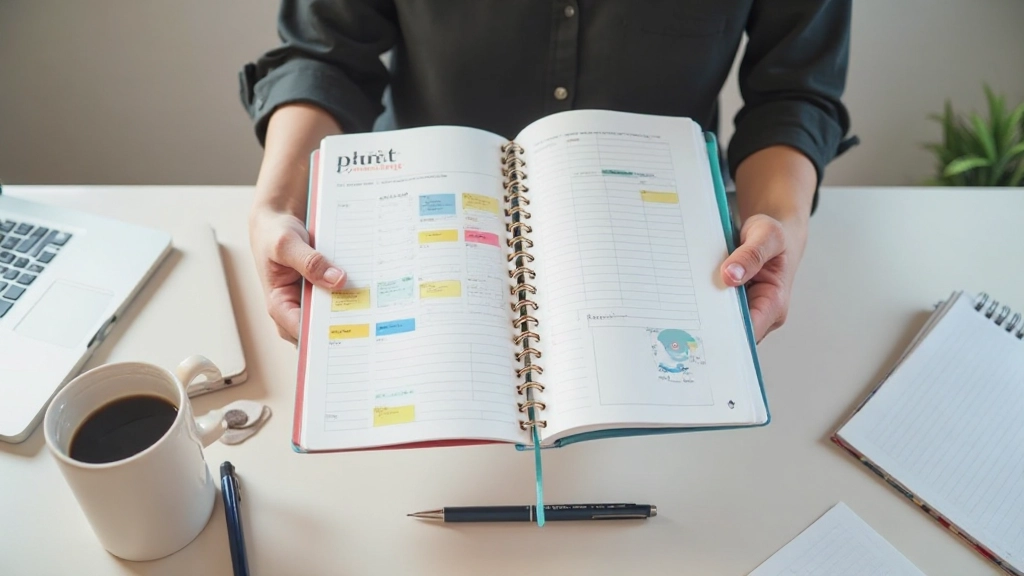 Визуальное представление метода тайм-блокирования с цветными блоками времени на планировщике